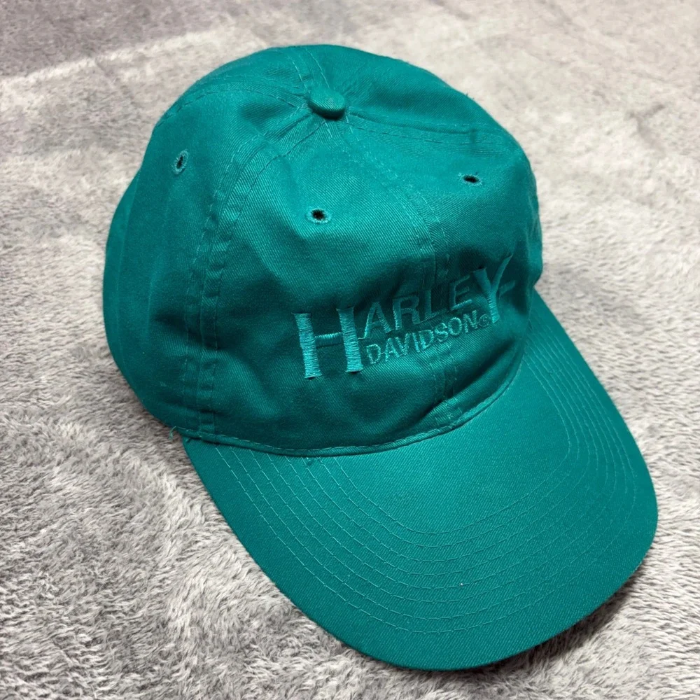 Vintage Harley Davidson Strapback Hat Green OttoCap Made In Thailand Embroidered